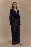 Campbell Cotton Wide Leg Pants Black