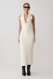 Annita Crepe Halter Midi Dress Ivory