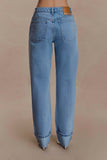 Kirralee Straight Leg Cuffed Jeans Classic Blue