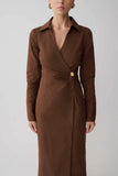 Mikaila Asymmetric Shirt Dress Dark Chocolate