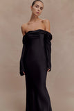 Giselle Off Shoulder Cowl Neck Maxi Dress Black
