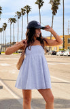 Anderson Blue Stripe Strapless Mini Dress