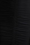 Jewel Black Plunge Neck Maxi Dress With Front Split and Ruched Detailing