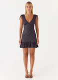 Acacia Mini Dress Black Polkadot