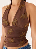 Malachi Beaded Top Chocolate