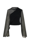 Ida Sheer Asymmetrical Long Sleeve Cape Black