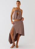 Jisoo Asymmetric Midi Skirt Desert Taupe