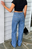 Fran Eyelet Mid Wash Pocket Jeans
