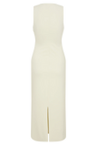 Norah Sleeveless Crepe Midi Dress Ivory
