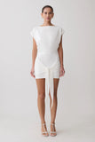 Maiara Shortsleeve Slinky Tie Mini Dress White