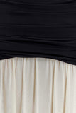 Hailee Slinky And Mesh Halter Maxi Dress Black White