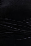 Madalina Black High Neck Jumpsuit With Scarf Detail