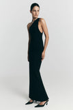 Milena One Shoulder Crepe Maxi Dress Black