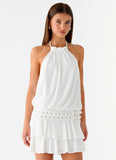 Dopamine Belt Mini Dress White