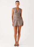 Tablo Drop Waist Mini Dress Check Print
