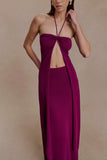 Marimae Long Knit Top Plum