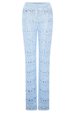 Trena Crochet Knit Pants Sky Blue