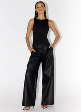 Samuel Low Rise Faux Leather Pants Black