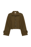 Rue Funnel Neck Bomber Jacket Khaki