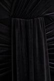 Halima Black Velvet Plunge Neck Maxi Dress With Gathered Detailing