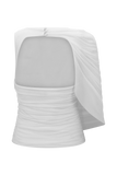 Pruedance Slinky Draped Top With Mesh Overlay White