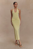 Ovina Halter Neck Knit Midi Dress Lemon