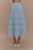 Arla Broderie Midi Skirt Pale Cornflower Blue