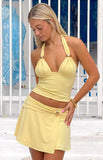 Say No More Yellow Trim Mini Skirt