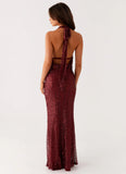 Treasured Sequin Maxi Dress Fuchsia