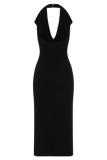 Annita Crepe Halter Midi Dress Black