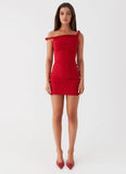 Arabella Twist Shoulder Mini Dress Red