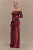 Judy Slinky And Mesh Maxi Skirt Wine