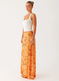 Corinna Low Rise Sequin Maxi Skirt Orange