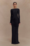 Louisa Long Sleeve Slinky Maxi Dress Black
