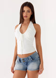 Justin Low Rise Denim Shorts Vintage Blue Bleach Wash
