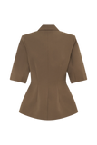 Opal Puff Sleeve Suiting Top Cacao Brown
