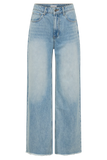 Sebastian Straight Leg Denim Jeans With Fray Hem Washed Light Blue