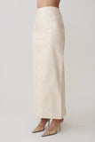 Thalia Croc Faux Leather Midi Skirt Ivory