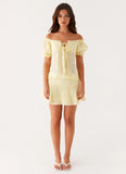Hundred Percent Puff Sleeve Top Yellow