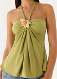 Corah Halter Top Green Olive