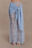 Lucy Lace And Knit Skirt Cornflower Blue