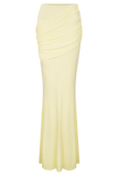 Irene Gathered Knit Maxi Skirt Lemon