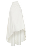 Sydney Asymmetrical Satin Halter Top Ivory