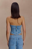 Meadow Denim Corset Halter Top Classic Blue