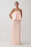 Sophia Satin Strapless Maxi Dress Peach