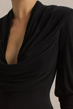 Kaylee Black Cowl Neck Maxi Dress With Draping Details