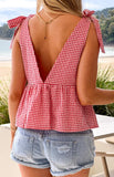 Angelica Red Gingham Tie Top
