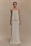 Casey Linen Embroidered Maxi Skirt Natural