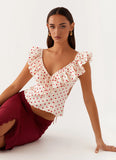 Regan Ruffle Top Red Polka Dot