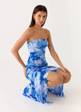 Lo Siento Midi Dress Indigo Garden